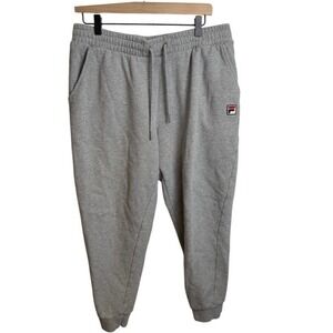FILA Mens Fleece Jogger Sweatpants L Gray Athleisure Casual Y2K Cozy Retro Sport